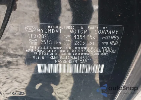 2021 Hyundai Sonata Sel from USA, damaged, VIN KMHL64JA2MA145031